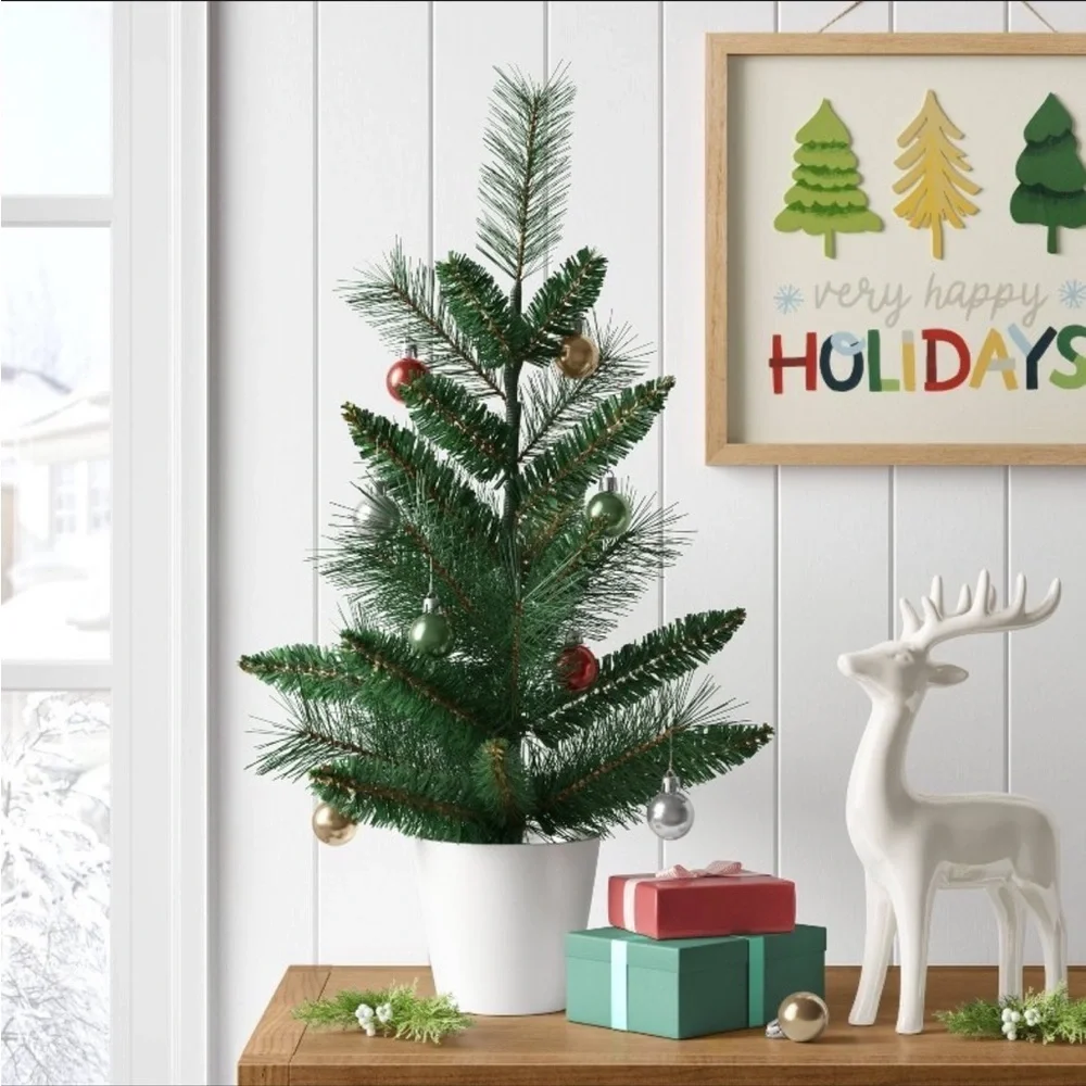 Christmas Two Potted Mini trees Wondershop
